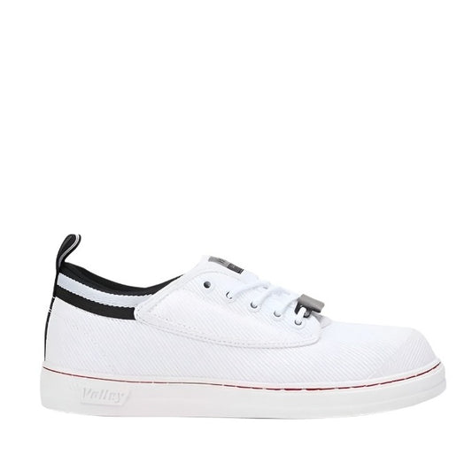 White sneaker with black stripes Volley DWVUE002 Unisex Safety Canvas Shoe Steel Toe