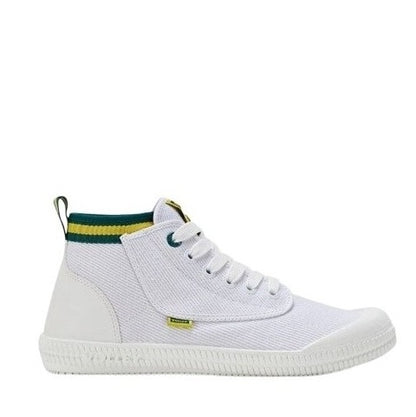 White with gold and green iconic volley lace up Volley DWVUE006 Unisex Heritage High Non Safety Shoe
