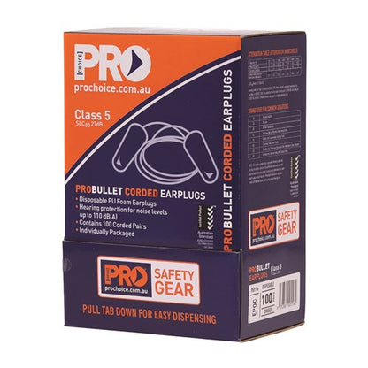 Pro Choice EPOC Probullet Disposable Earplugs Corded