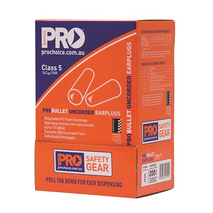 Pro Choice EPOU Pro Bullet Disposable Uncorded Earplugs Box Of 200
