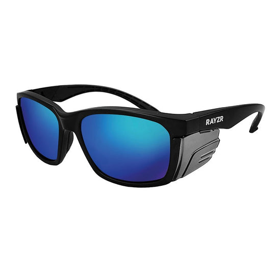 Maxisafe ERZ361 Rayzr Safety Glasses Matte Black Frame Blue Mirror Polarised