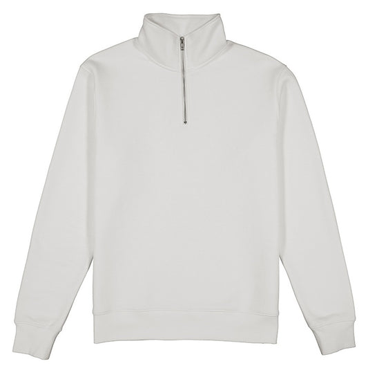 White half-zip sweatshirt on a white background