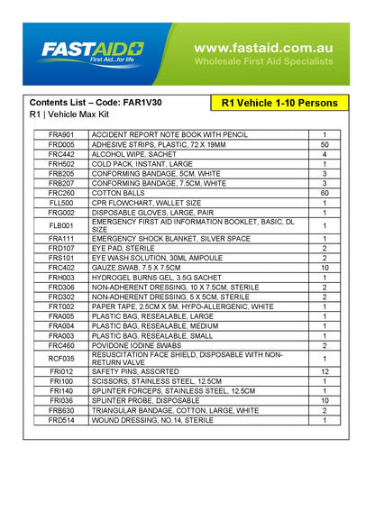 FastAid FAR1V30 R1 | Vehicle Max Kit