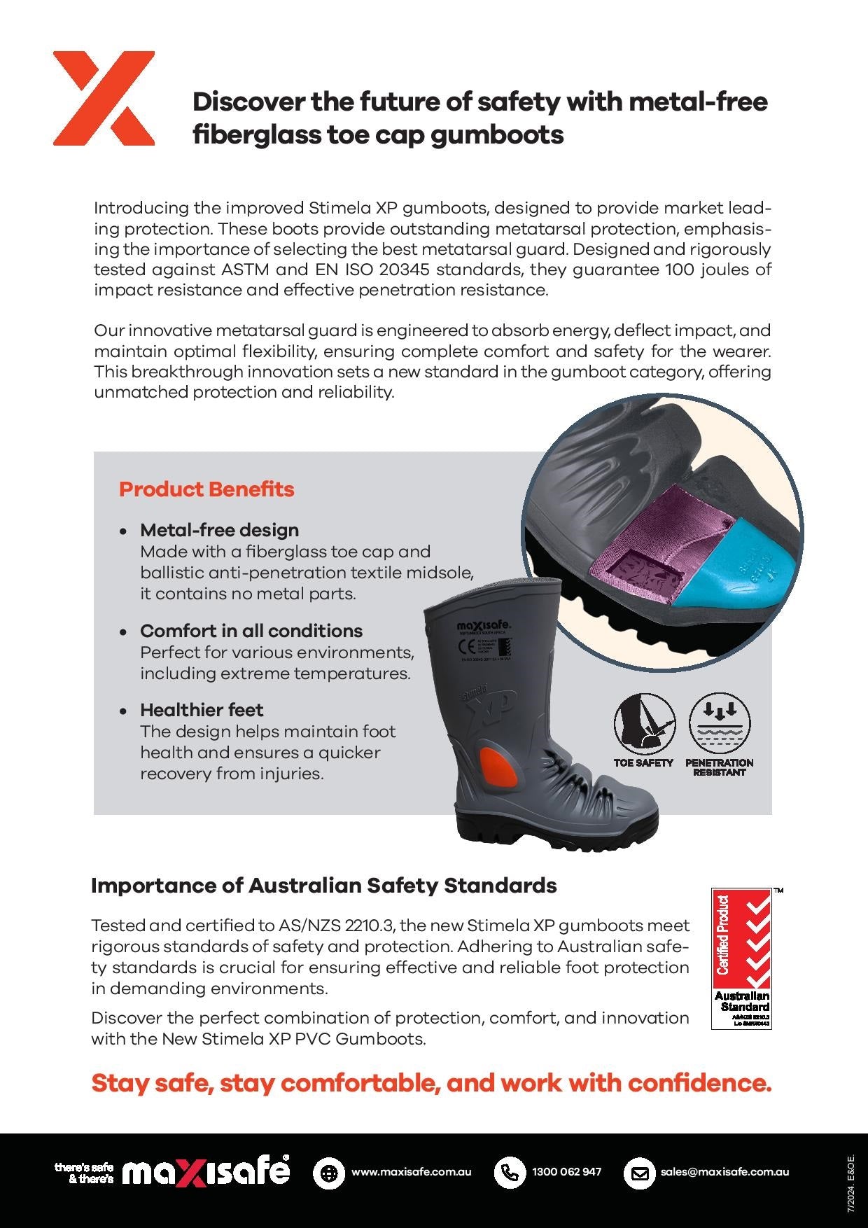 Maxisafe FWG909 Stimela XP Safety Composite Toe Gumboots W/ Midsole & Metatarsal Protection