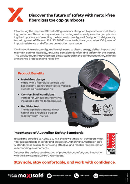 Maxisafe FWG909 Stimela XP Safety Composite Toe Gumboots W/ Midsole & Metatarsal Protection
