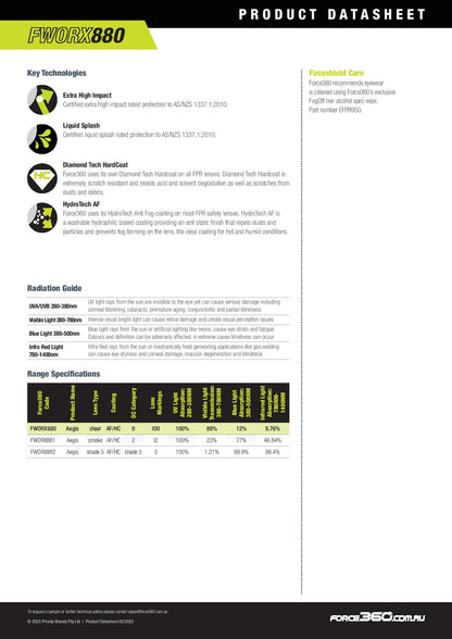 Force360 FWORX884 Aegis Replacement Clear Visor