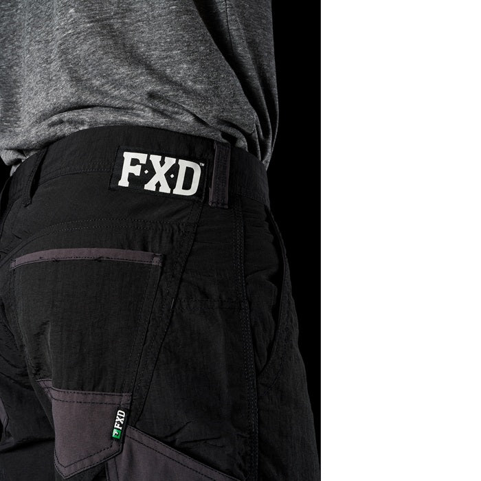 FXD LS-1 Lightweight Stretch Work Shorts mens black side close up view