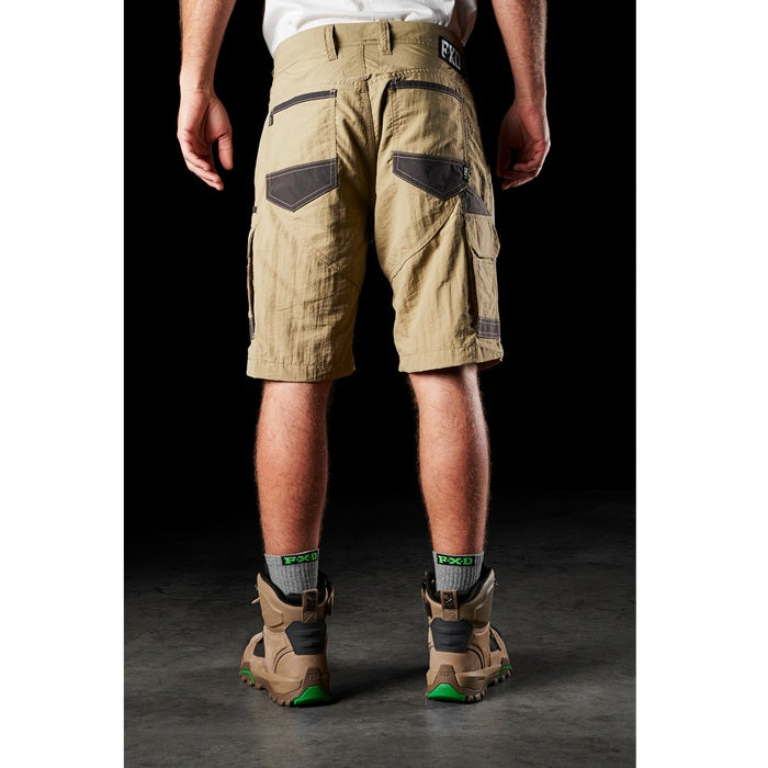 FXD LS-1 Lightweight Stretch Work Shorts Mens khaki beige rear view