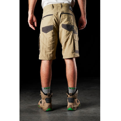 FXD LS-1 Lightweight Stretch Work Shorts Mens khaki beige rear view