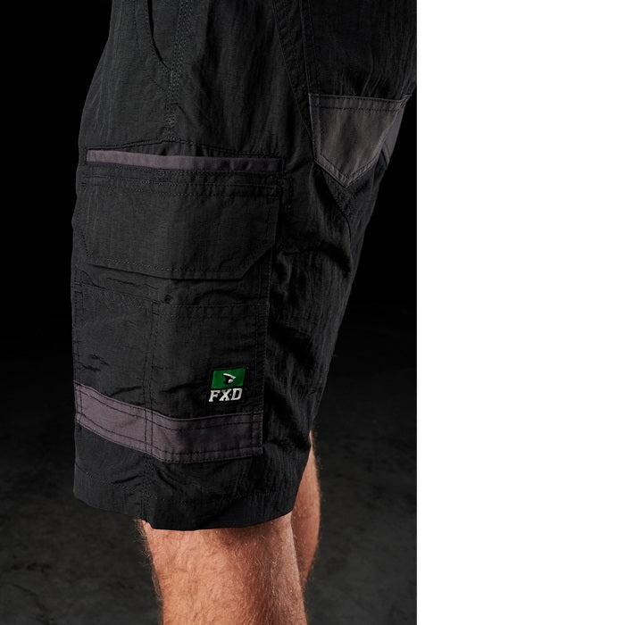 Mens Black left side view, FXD LS-1 Lightweight Stretch Work Shorts