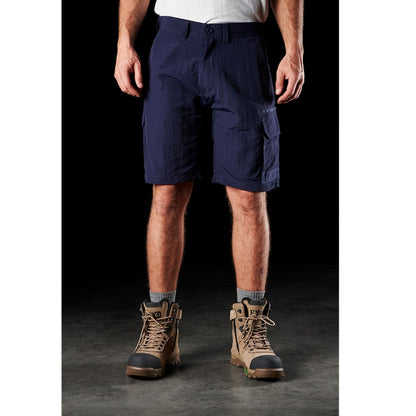 Mens navy blue tradie shorts FXD LS-1 Lightweight Stretch Work Shorts front view