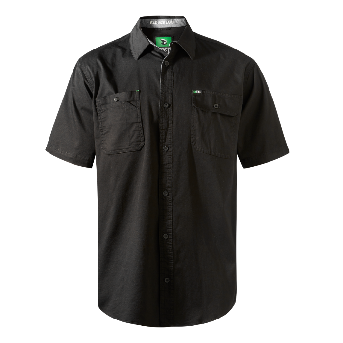 Mens classic hard wearing, FXD SSH-1 Short Sleeve Work Shirt - Black - Front View
