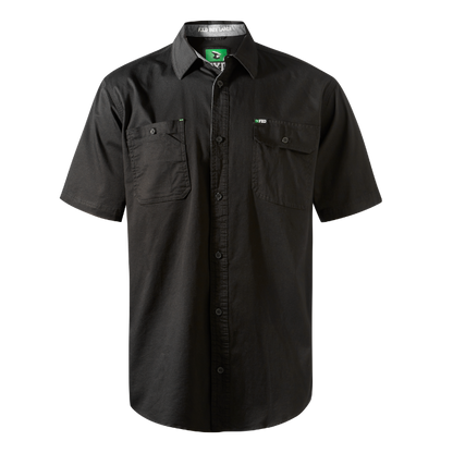 Mens classic hard wearing, FXD SSH-1 Short Sleeve Work Shirt - Black - Front View