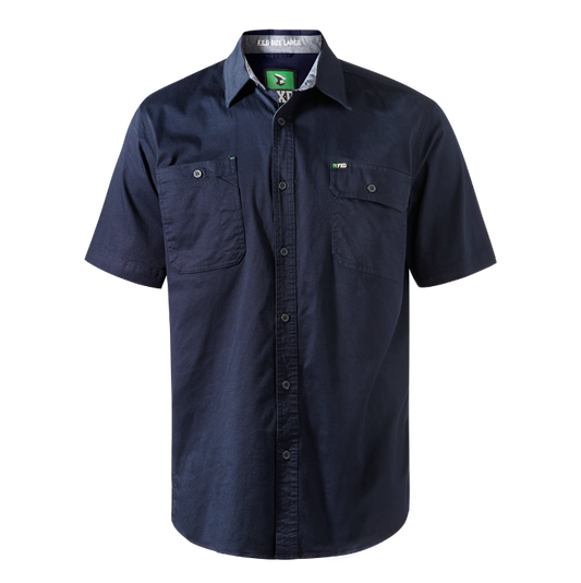 Mens tailored, FXD SSH-1 Short Sleeve Work Shirt - Navy - Front View