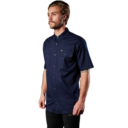 mens FXD SSH-1 Short Sleeve Work Shirt - Navy - Lifestyle Angled View