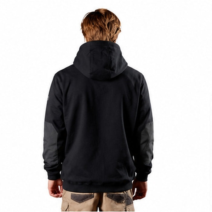 Mens Black with elbow patches FXD WF-1 Work Fleece Hoodie back view