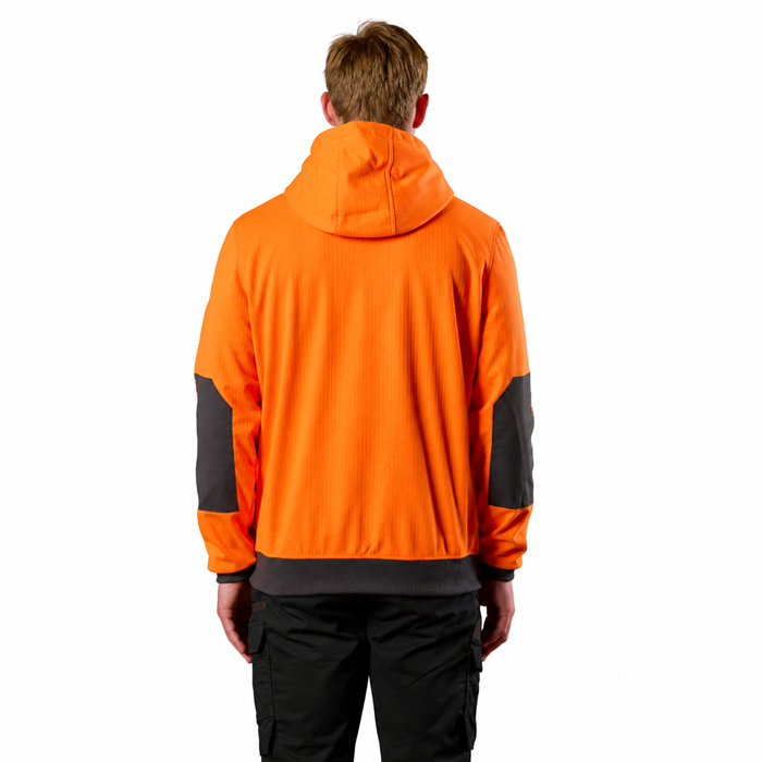 FXD WF-1 Work Fleece Hoodie, fluro orange, rear view