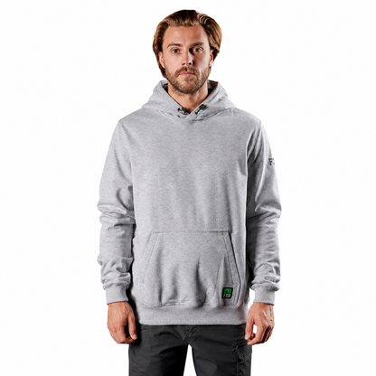 Mens grey warm, water resistant FXD WF-1 Work Fleece Hoodie front view