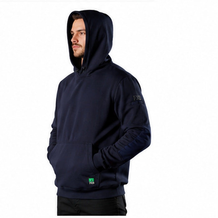 Mens navy with front pocket FXD WF-1 Work Fleece Hoodie front hoodie view