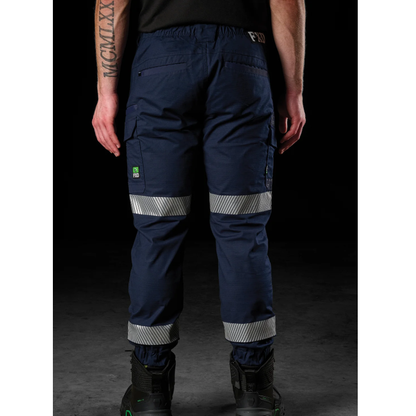 mens navy blue colour rear view cargo pants side pockets UPF protection FXD WP-12CT Reflective Taped Elastic Waist Stretch Ripstop Pant rear view