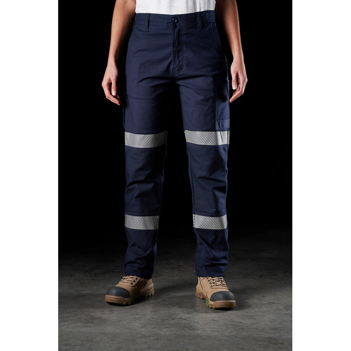 FXD WP-3WT Womens Stretch Taped Work cargo Pants, navy slim modern fit, reinforces seams, full front view