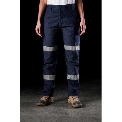 FXD WP-3WT Womens Stretch Taped Work cargo Pants, navy slim modern fit, reinforces seams, full front view