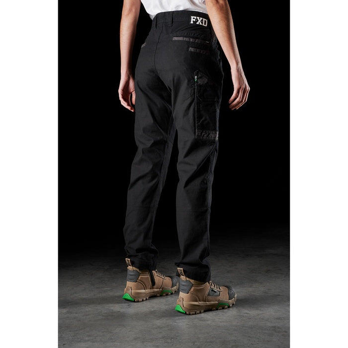 FXD WP-3W Womens Stretch Work cargo Pants, black rear angle view