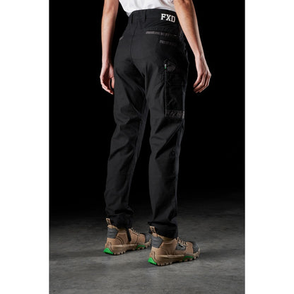 FXD WP-3W Womens Stretch Work cargo Pants, black rear angle view