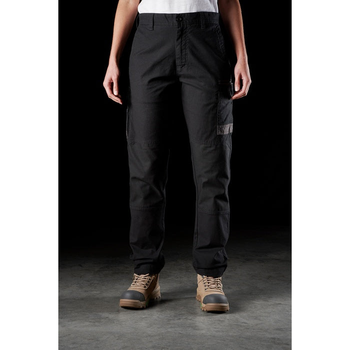 FXD WP-3W Womens Stretch Work cargo Pants, black colour, reinforced seams, quick drying, slim modern fit, front view