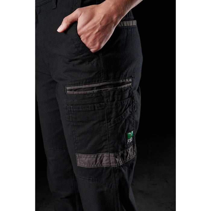 FXD WP-3W Womens Stretch Work cargo Pants, black, side view