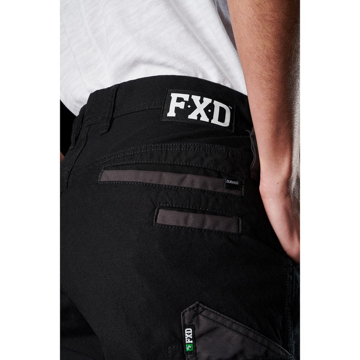 FXD WP-3W Womens Stretch Work cargo Pants, black coloured, waist close up view