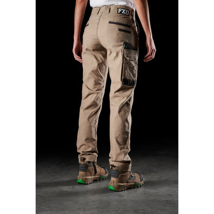 FXD WP-3W Womens Stretch Work cargo Pants, khaki beige colour rear angle view
