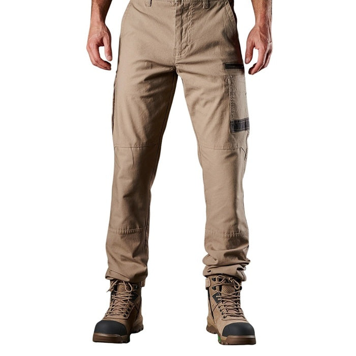 Mens khaki cargo pants with utilities pocket FXD WP-3 Stretch Work Pant, front view