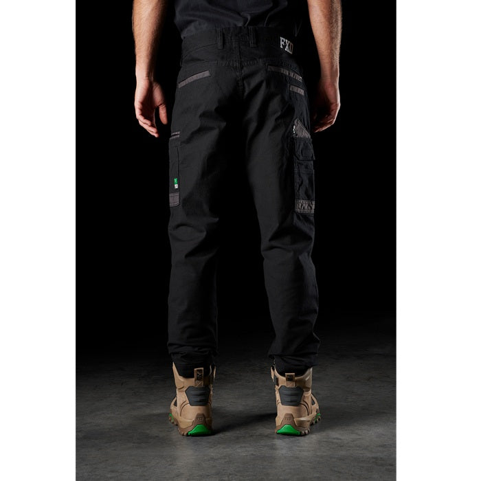 Mens black rear view, FXD WP-3 Stretch Work cargo Pants