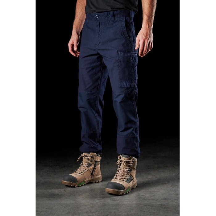 Mens navy blue, easy care, FXD WP-3 Stretch Work cargo Pants,front angle view