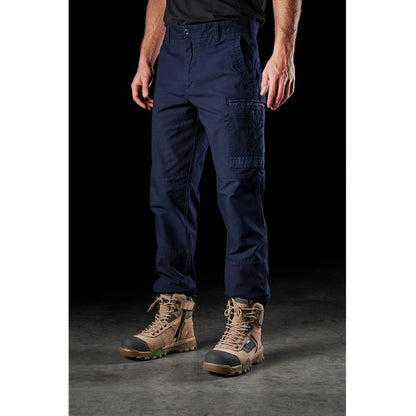 Mens navy blue, easy care, FXD WP-3 Stretch Work cargo Pants,front angle view
