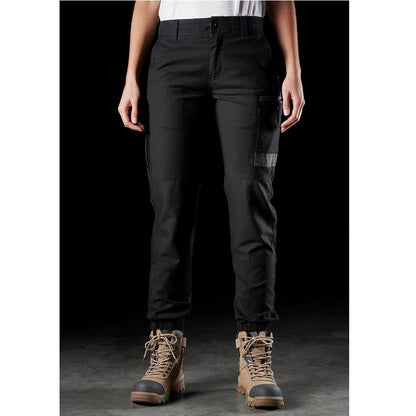 ladies black full front view FXD WP-4W Womens Stretch Cuffed Pant