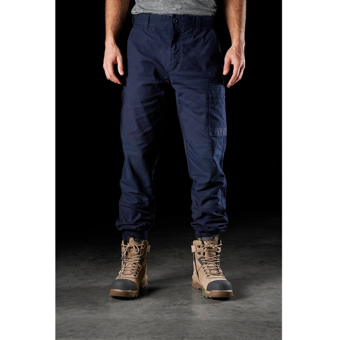 Mens FXD WP-4 Stretch Cuffed Work cargo Pants - Navy - Lifestyle Front View