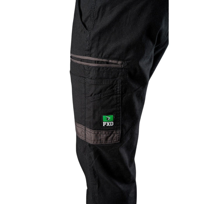 Mens FXD WP-4 Stretch Cuffed Work Pant - Black - Detail View, utility pockets