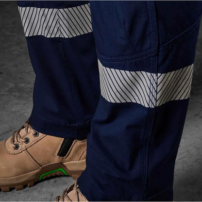 Ladies navy blue tradie cargo pants FXD WP-7WT Womens Taped Stretch Ripstop Work Pants, close up view