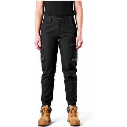 womens black modern fit everyday easy care FXD WP-8W Womens Stretch Ripstop Work Pants front view