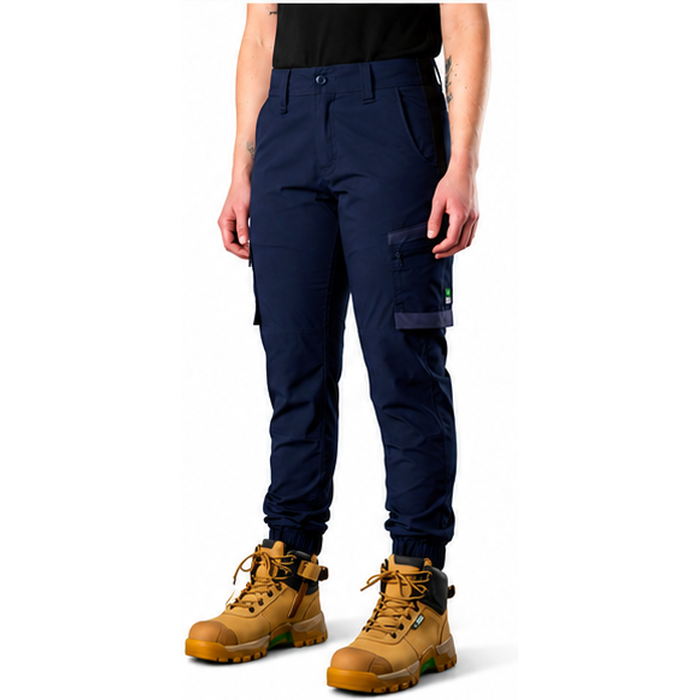 womens navy blue tradie FXD WP-8W Womens Stretch Ripstop Work Pants front angle view