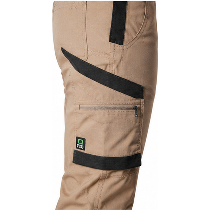womens khaki beige side view zip pocket FXD WP-8W Womens Stretch Ripstop Work Pants