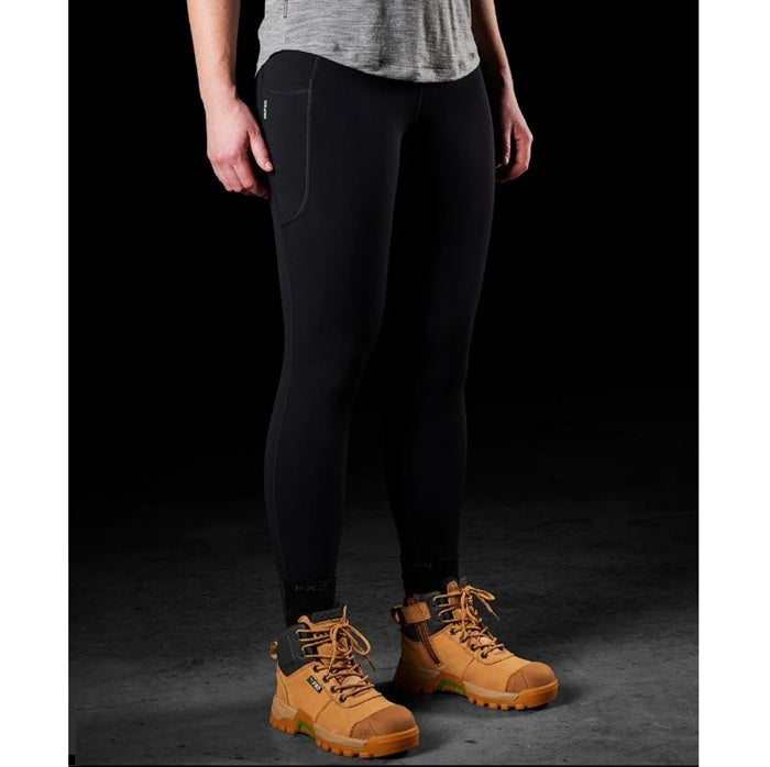FXD WP-9W Womens 4 Way Stretch Work Leggings with side pockets - Black - Lifestyle Angled View
