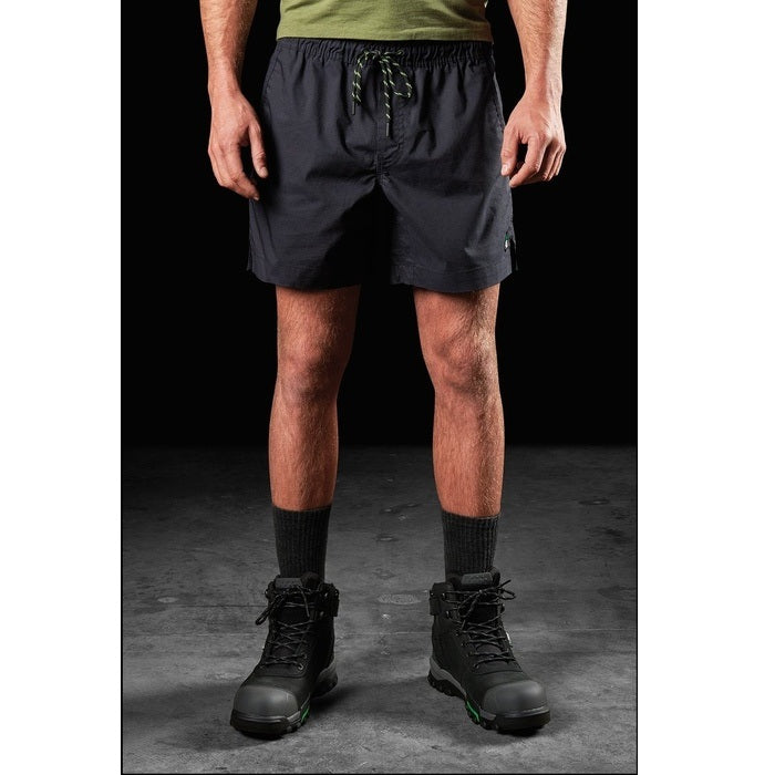 Mens black tradie  FXD WS-4 Elastic Work Short front view