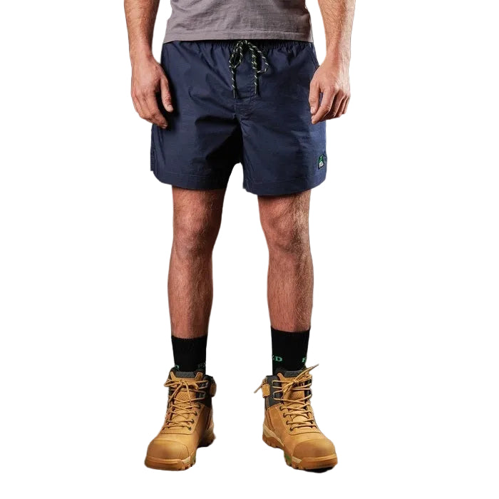 Mens navy drawstring lightweight FXD WS-4 Elastic Work Short front view