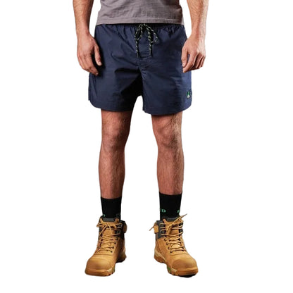 Mens navy drawstring lightweight FXD WS-4 Elastic Work Short front view