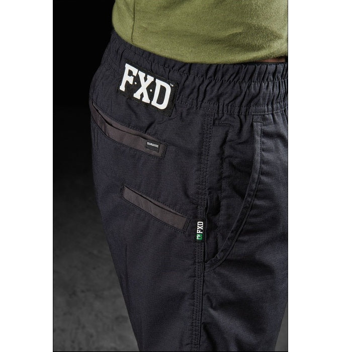 Mens black elastic drawstring side zoom view