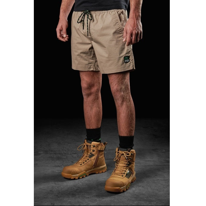 Mens Khaki Beige hard wearing quick drying front angle view FXD WS-4 Elastic Work Short