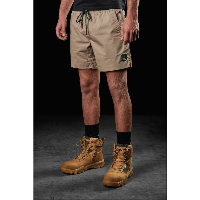 Mens khaki beige front angle view FXD WS-4 Elastic Work Short